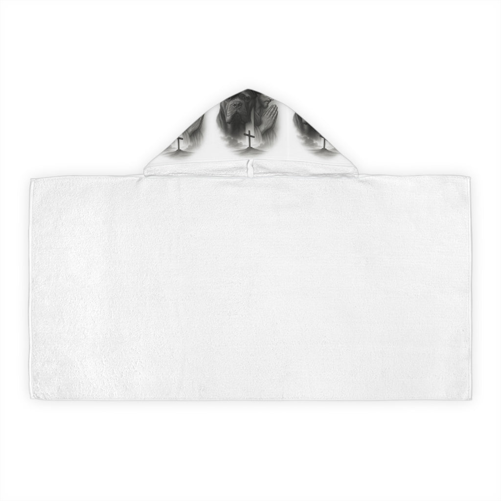 Youth Hooded Towel — Praying Jesus & Mastiff Cross Design