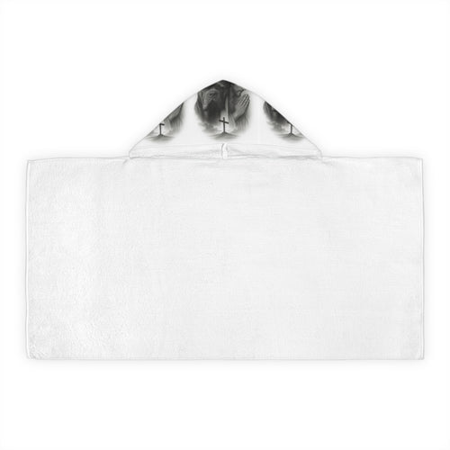Youth Hooded Towel — Praying Jesus & Mastiff Cross Design